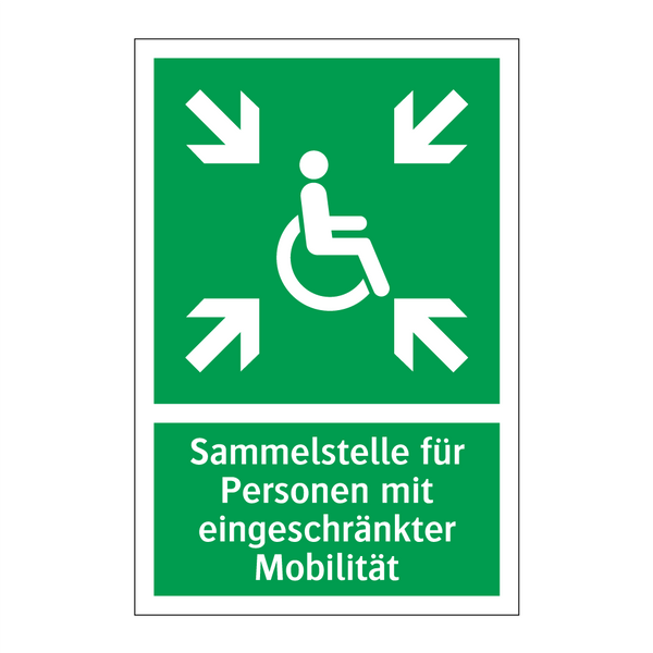 Sammelstelle für Personen mit eingeschränkter Mobilität