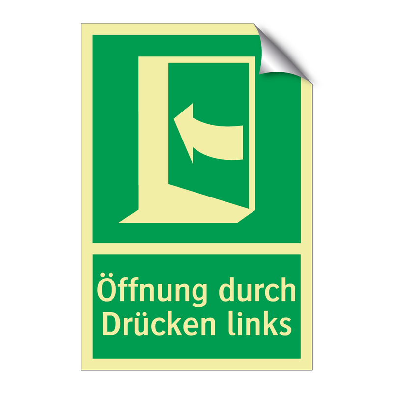 Öffnung durch Drücken links