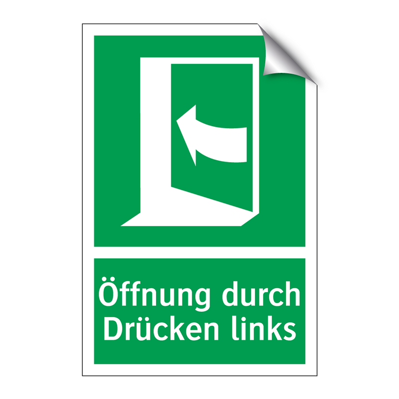 Öffnung durch Drücken links