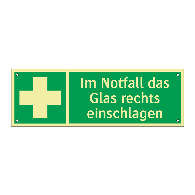 Im Notfall das Glas rechts einschlagen