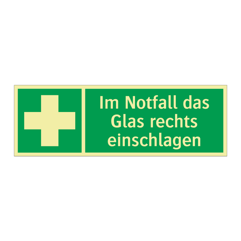 Im Notfall das Glas rechts einschlagen