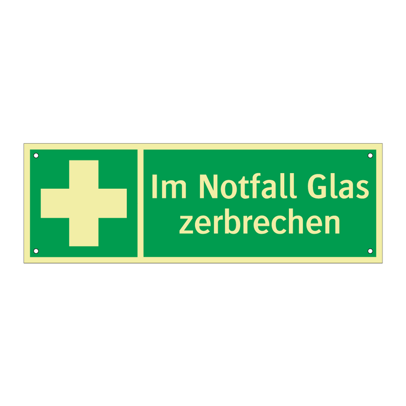 Im Notfall Glas zerbrechen