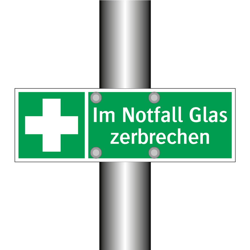 Im Notfall Glas zerbrechen