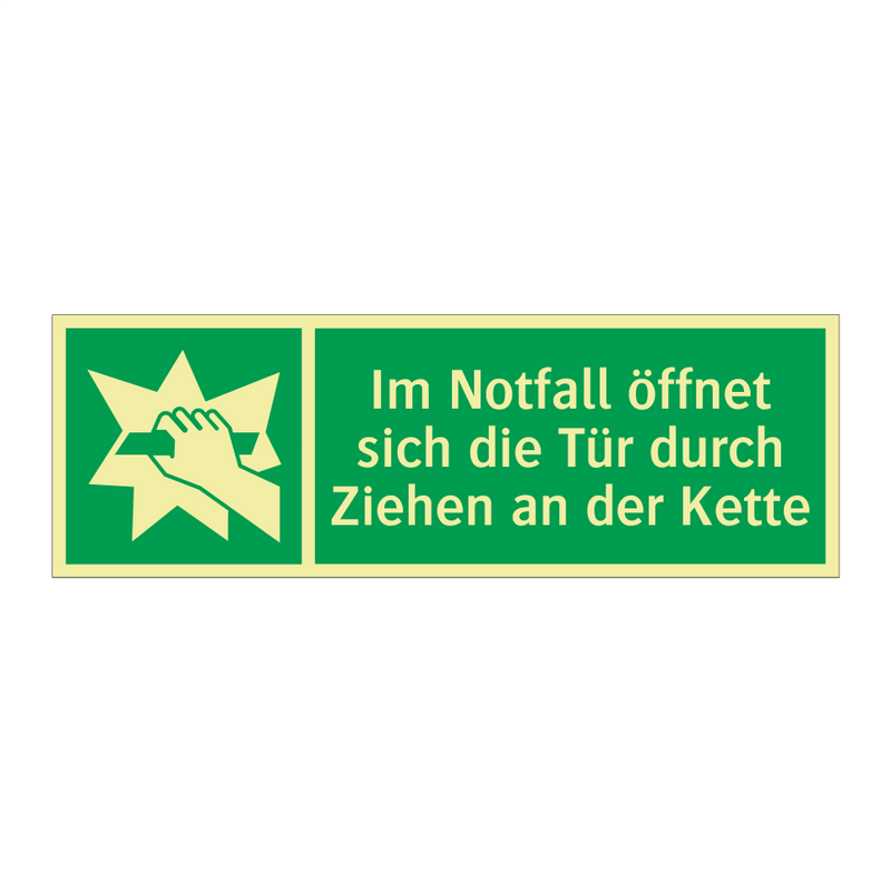 Im Notfall öffnet sich die Tür durch Ziehen an der Kette