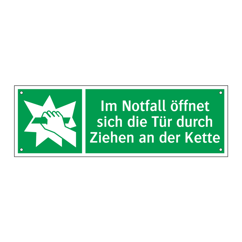 Im Notfall öffnet sich die Tür durch Ziehen an der Kette