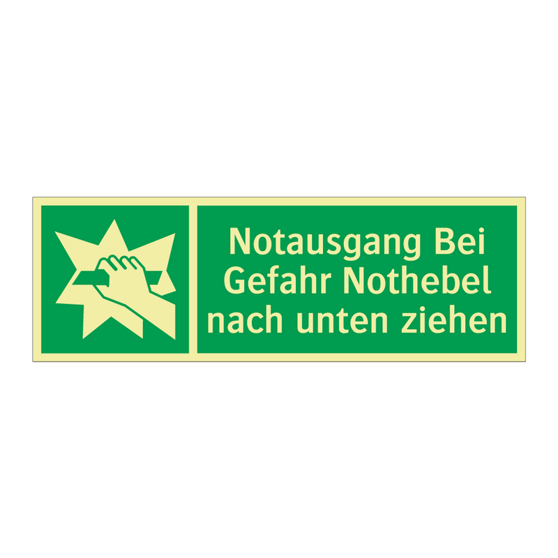 Notausgang Bei Gefahr Nothebel nach unten ziehen