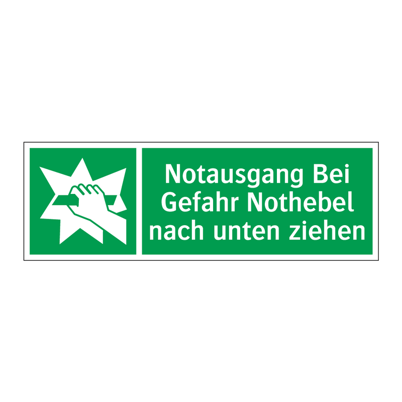 Notausgang Bei Gefahr Nothebel nach unten ziehen