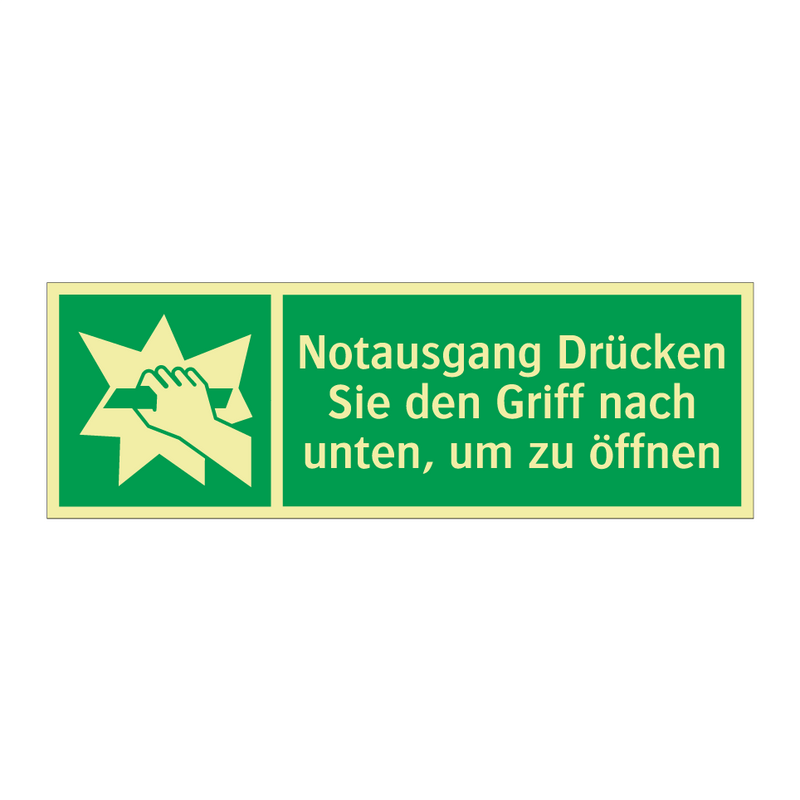 Notausgang Drücken Sie den Griff nach unten, um zu öffnen