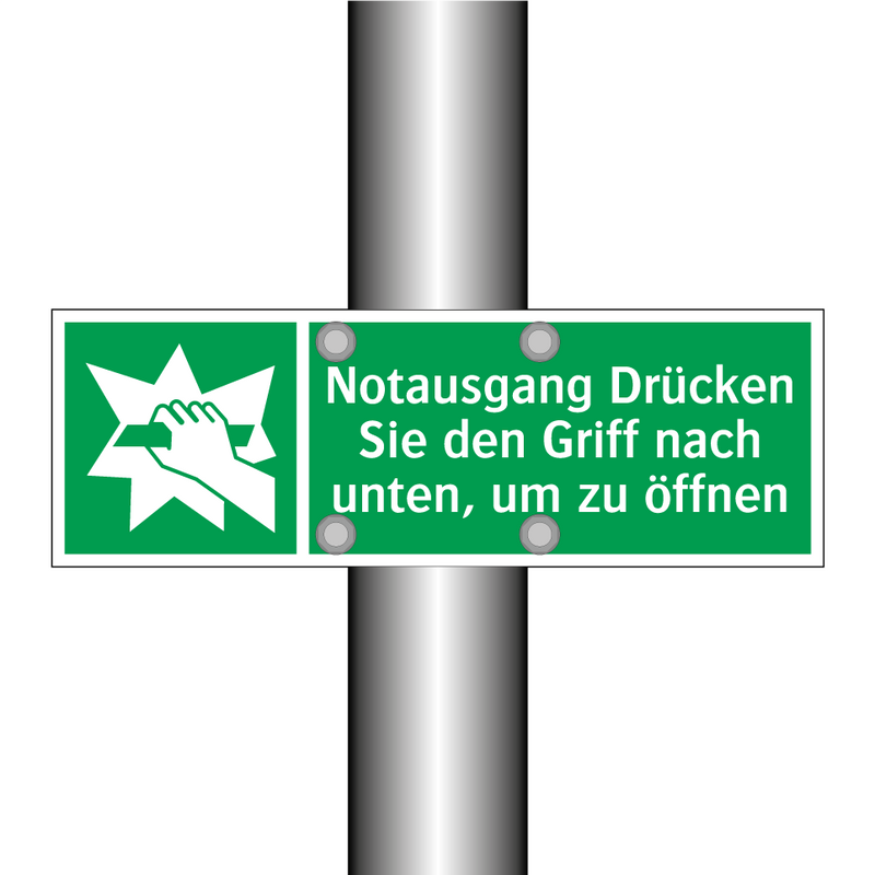 Notausgang Drücken Sie den Griff nach unten, um zu öffnen