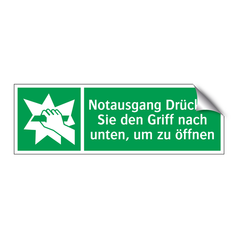 Notausgang Drücken Sie den Griff nach unten, um zu öffnen