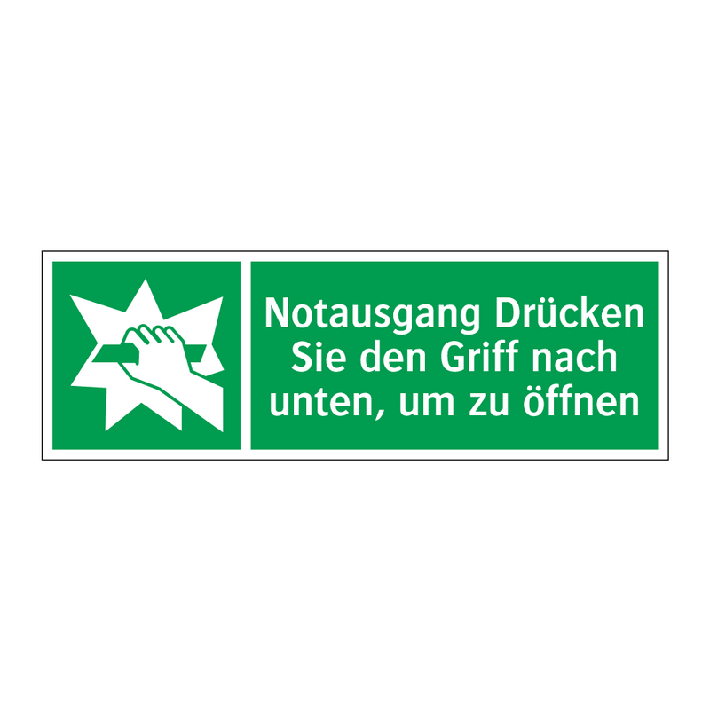 Notausgang Drücken Sie den Griff nach unten, um zu öffnen