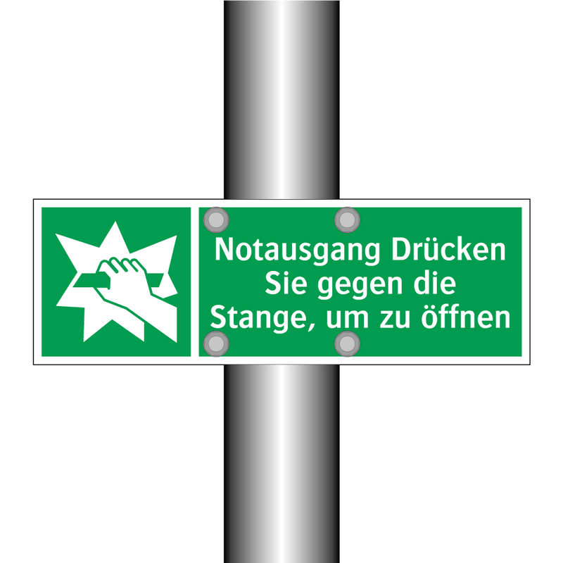 Notausgang Drücken Sie gegen die Stange, um zu öffnen