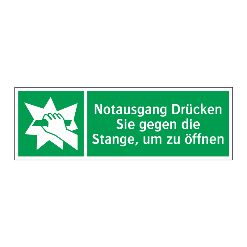 Notausgang Drücken Sie gegen die Stange, um zu öffnen