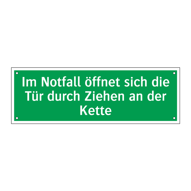 Im Notfall öffnet sich die Tür durch Ziehen an der Kette