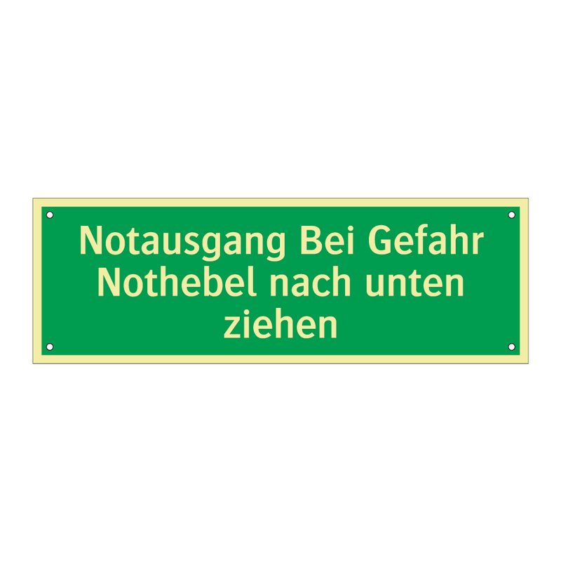 Notausgang Bei Gefahr Nothebel nach unten ziehen