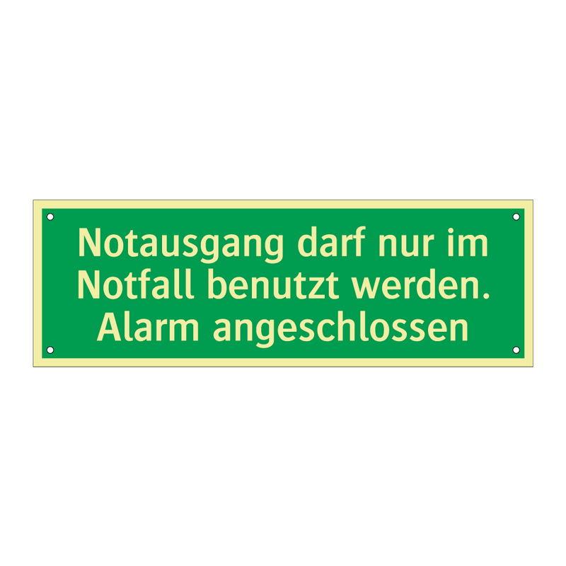 Notausgang darf nur im Notfall benutzt werden. Alarm angeschlossen