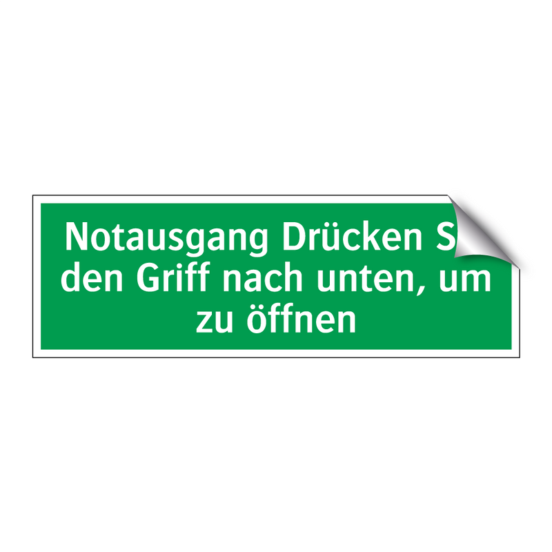 Notausgang Drücken Sie den Griff nach unten, um zu öffnen