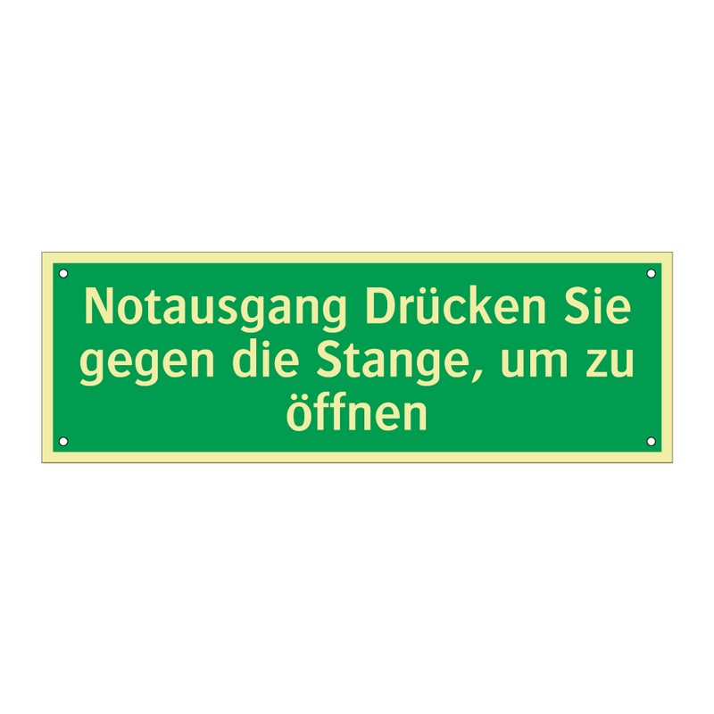 Notausgang Drücken Sie gegen die Stange, um zu öffnen