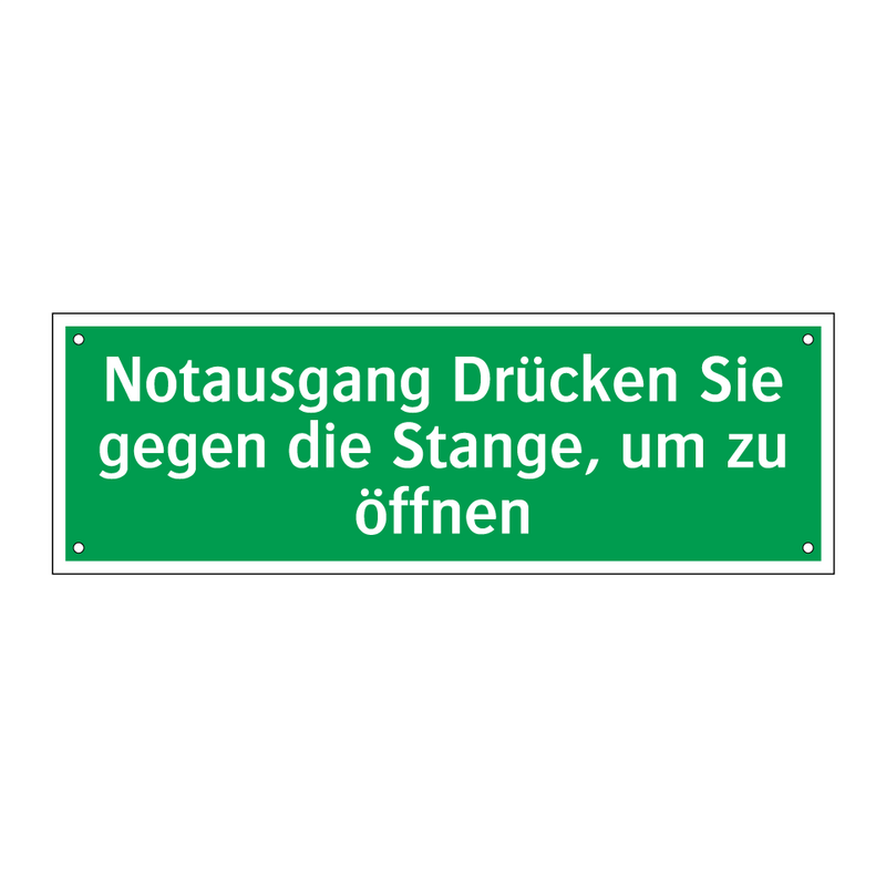 Notausgang Drücken Sie gegen die Stange, um zu öffnen