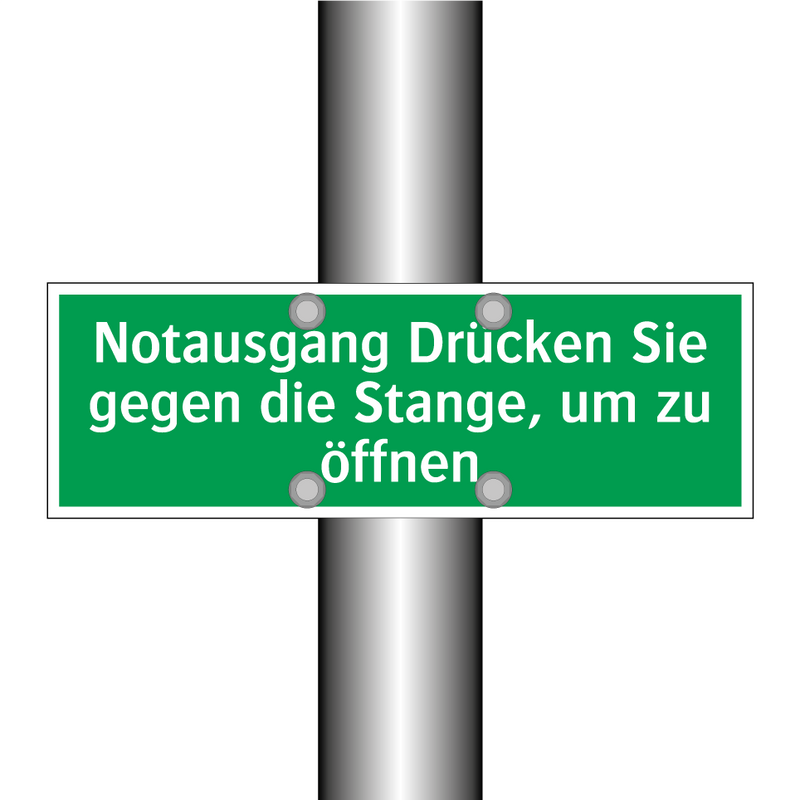 Notausgang Drücken Sie gegen die Stange, um zu öffnen