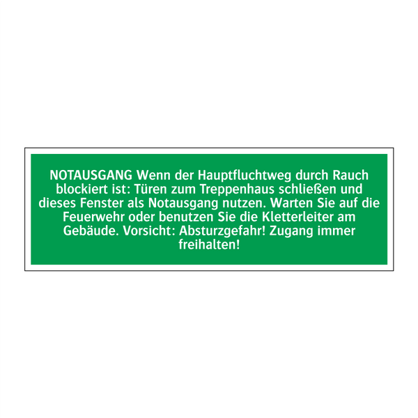 NOTAUSGANG Wenn der Hauptfluchtweg durch Rauch blockiert ist /../