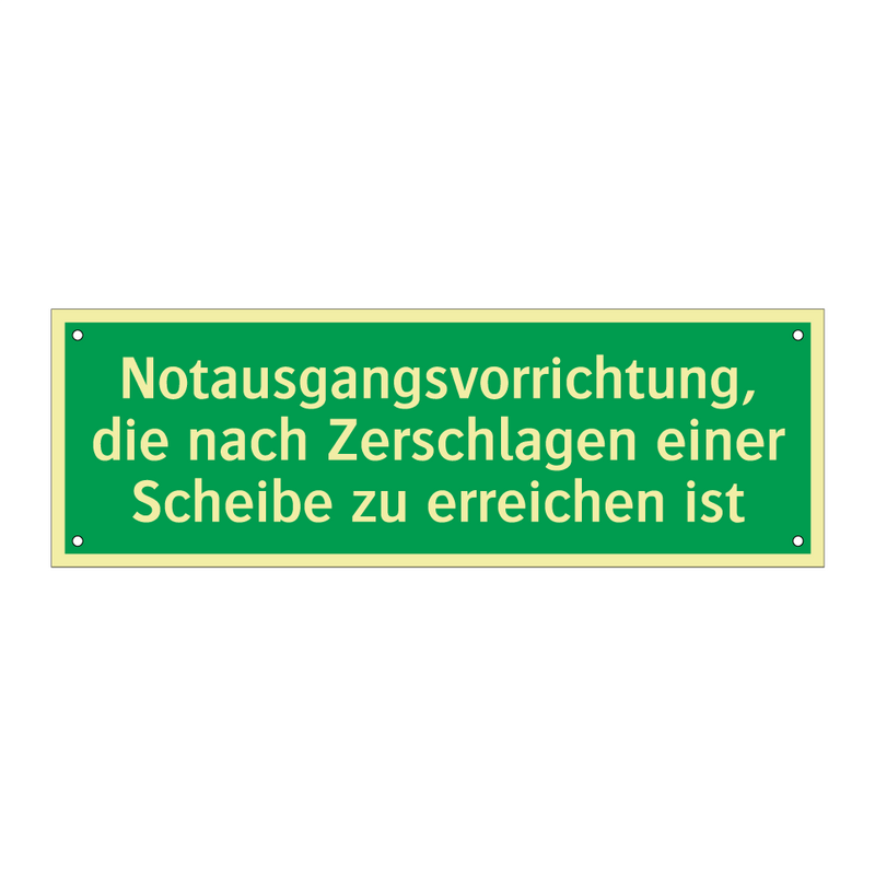 Notausgangsvorrichtung, die nach Zerschlagen einer Scheibe zu erreichen ist