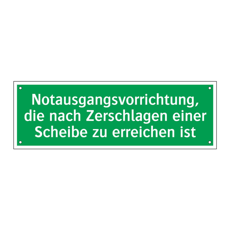 Notausgangsvorrichtung, die nach Zerschlagen einer Scheibe zu erreichen ist