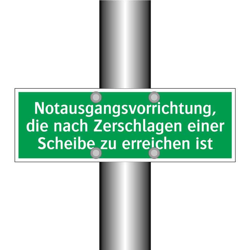 Notausgangsvorrichtung, die nach Zerschlagen einer Scheibe zu erreichen ist