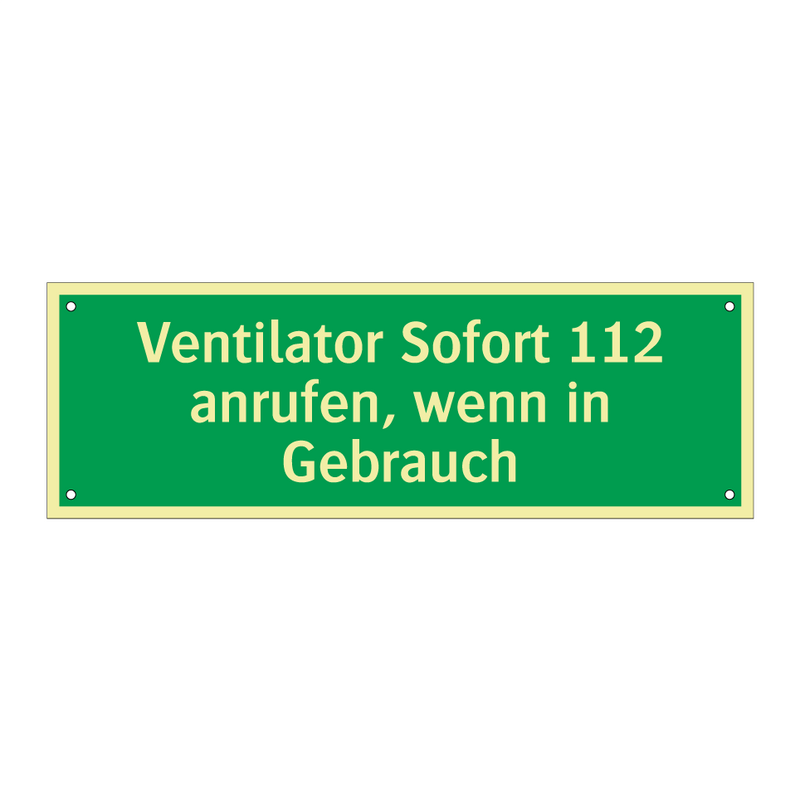 Ventilator Sofort 112 anrufen, wenn in Gebrauch