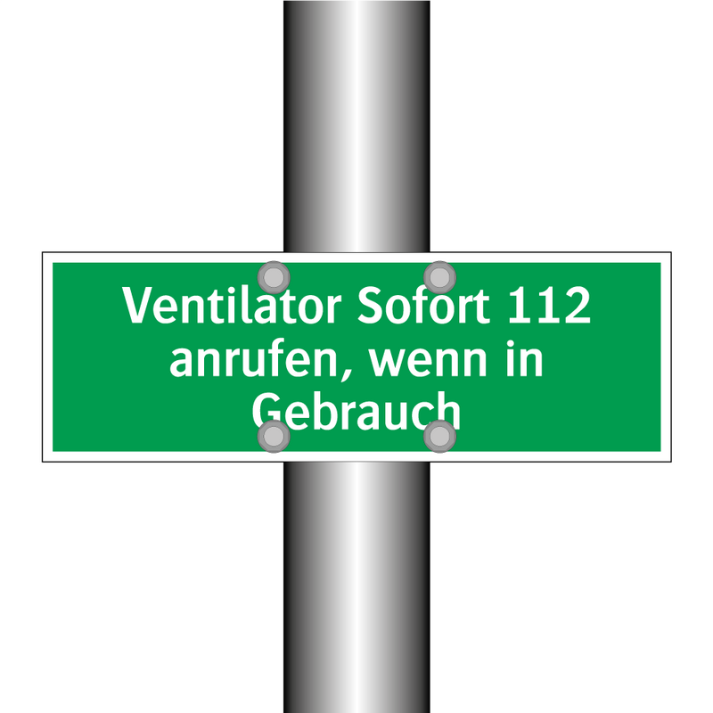 Ventilator Sofort 112 anrufen, wenn in Gebrauch