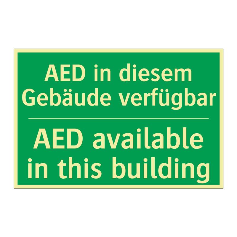 AED in diesem Gebäude verfügbar /.../ - AED available in this building