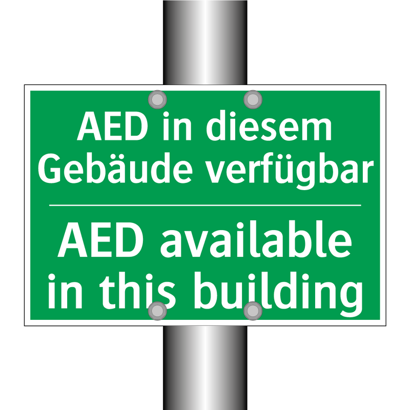 AED in diesem Gebäude verfügbar /.../ - AED available in this building