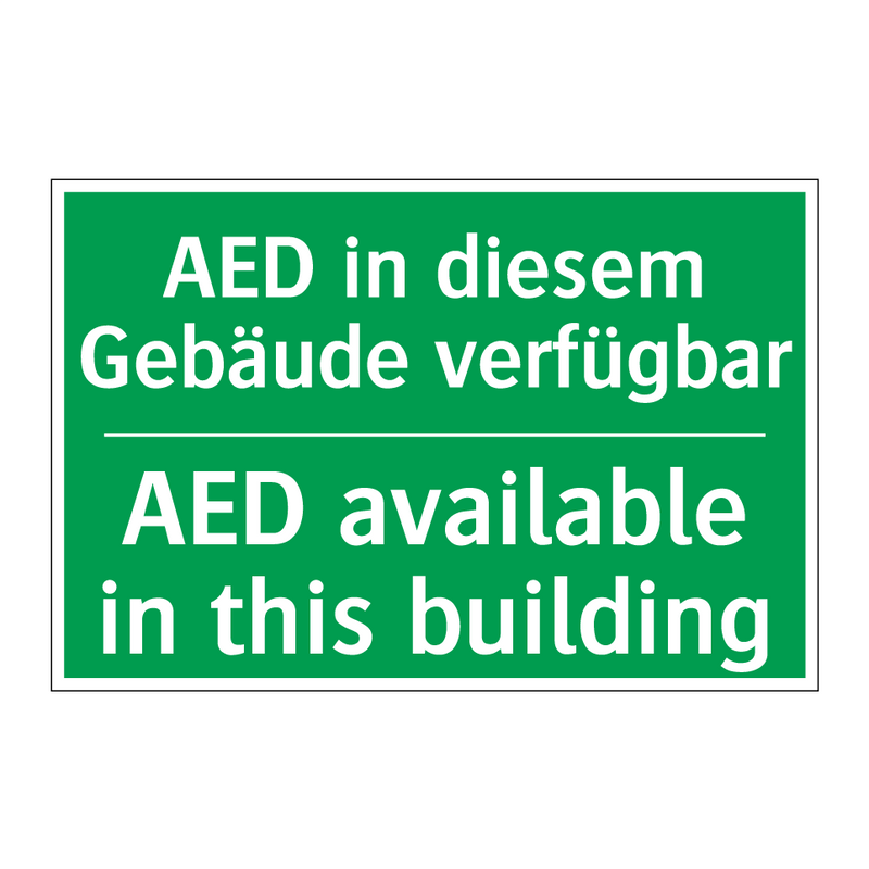 AED in diesem Gebäude verfügbar /.../ - AED available in this building