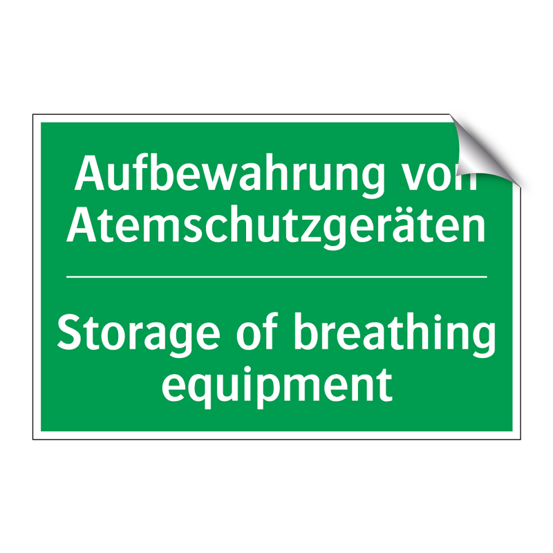 Aufbewahrung von Atemschutzgeräten /.../ - Storage of breathing equipment