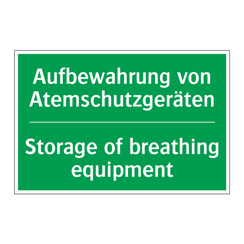 Aufbewahrung von Atemschutzgeräten /.../ - Storage of breathing equipment