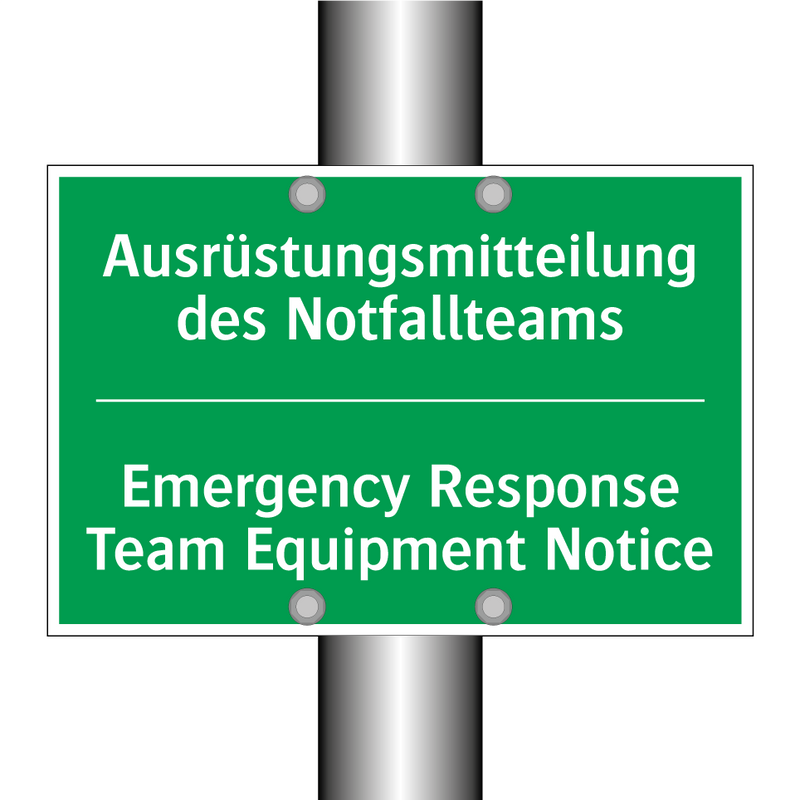 Ausrüstungsmitteilung des Notfallteams /.../ - Emergency Response Team Equipment /.../