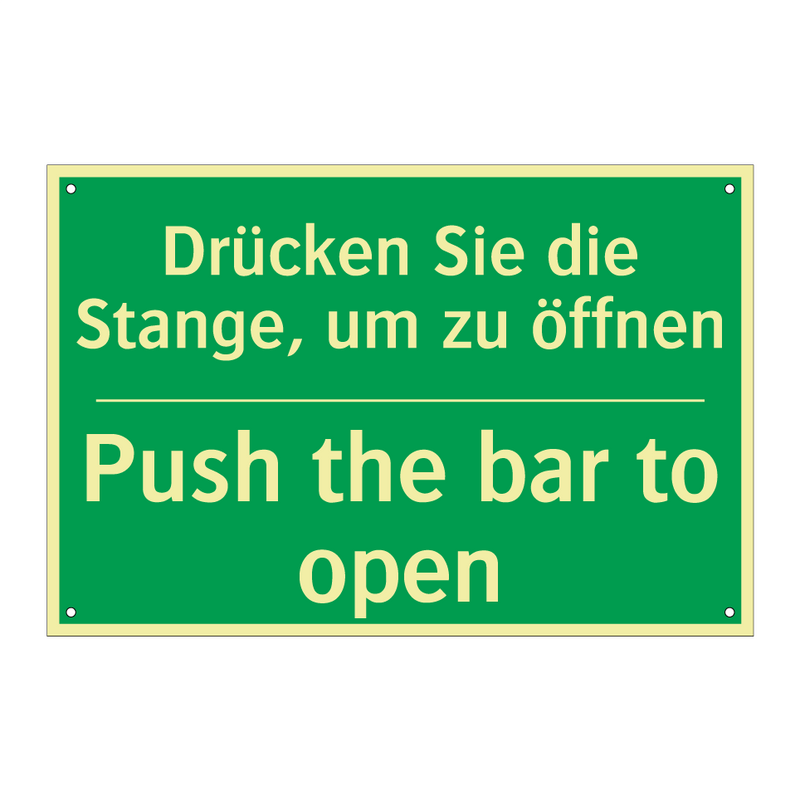 Drücken Sie die Stange, um zu /.../ - Push the bar to open