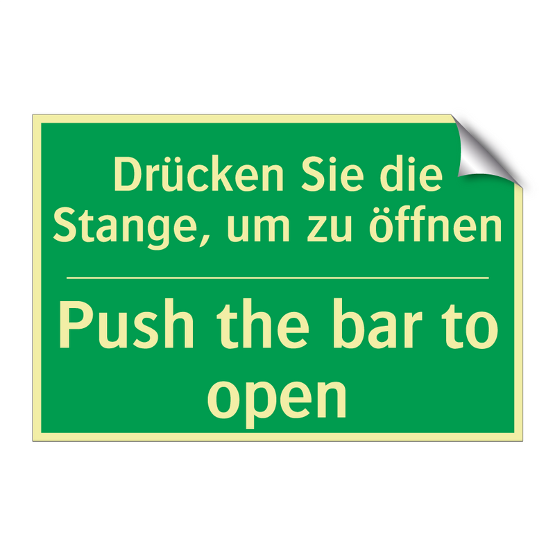 Drücken Sie die Stange, um zu /.../ - Push the bar to open