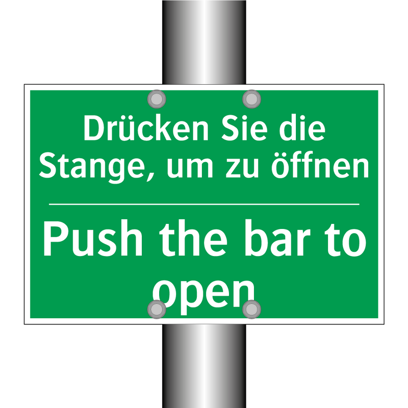 Drücken Sie die Stange, um zu /.../ - Push the bar to open