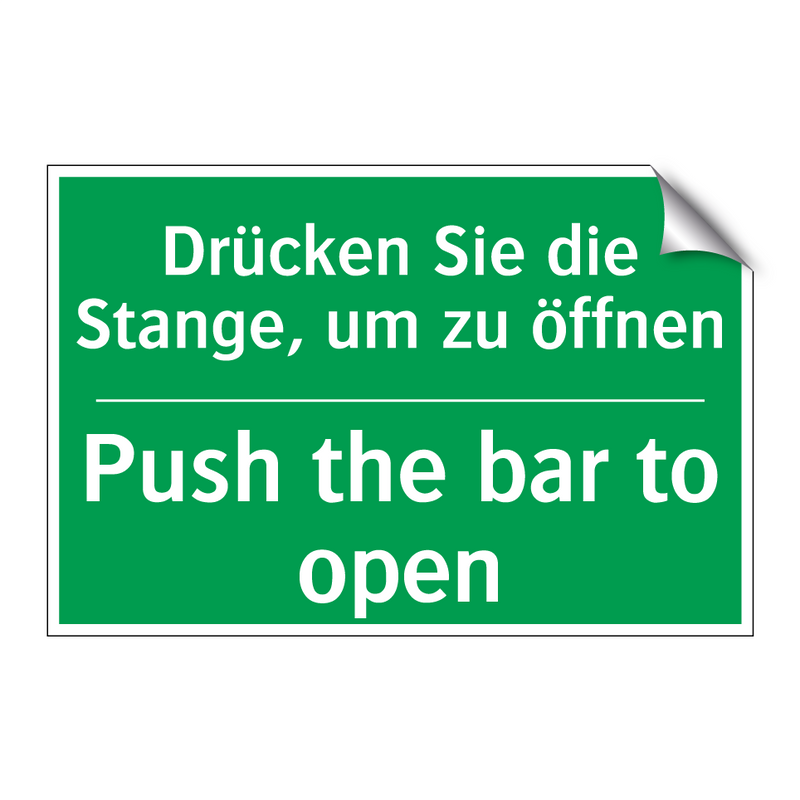 Drücken Sie die Stange, um zu /.../ - Push the bar to open