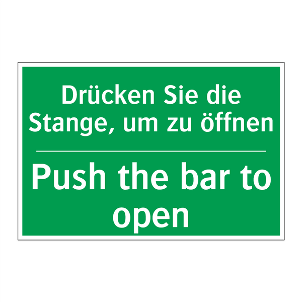 Drücken Sie die Stange, um zu /.../ - Push the bar to open