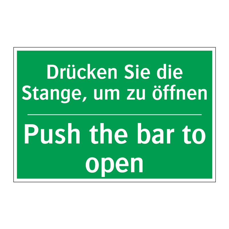 Drücken Sie die Stange, um zu /.../ - Push the bar to open