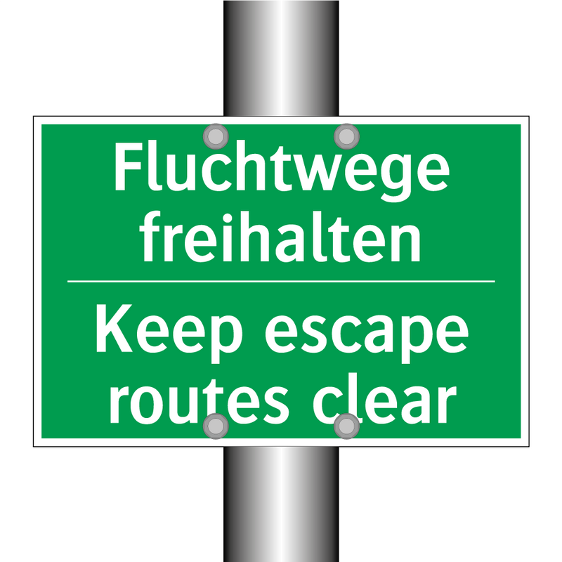 Fluchtwege freihalten - Keep escape routes clear