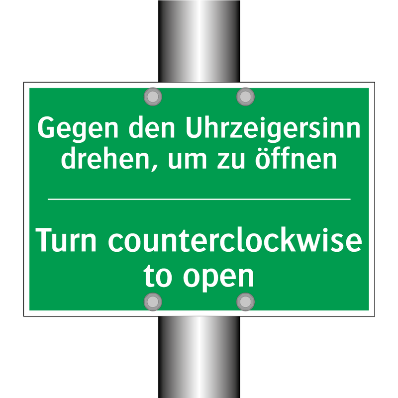 Gegen den Uhrzeigersinn drehen, /.../ - Turn counterclockwise to open