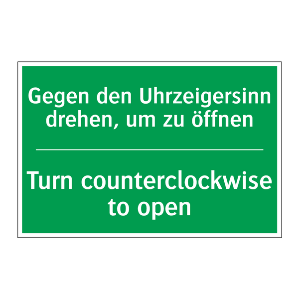 Gegen den Uhrzeigersinn drehen, /.../ - Turn counterclockwise to open