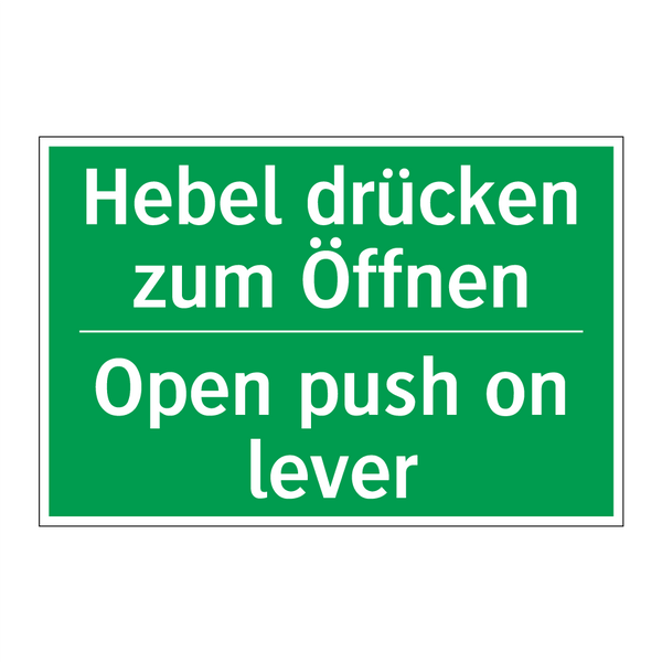 Hebel drücken zum Öffnen - Open push on lever