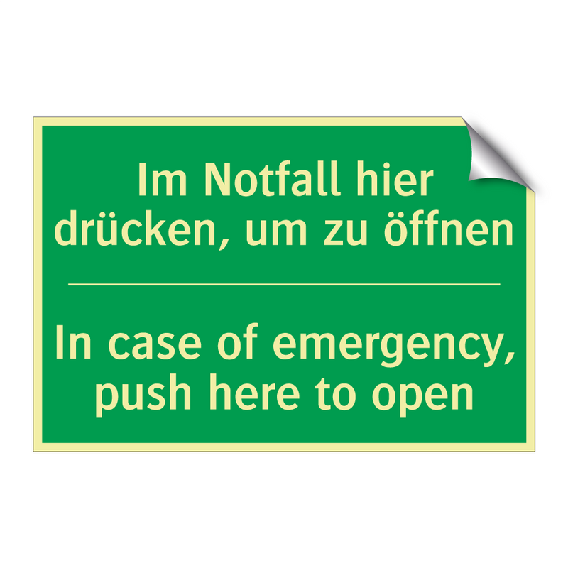 Im Notfall hier drücken, um zu /.../ - In case of emergency, push here /.../