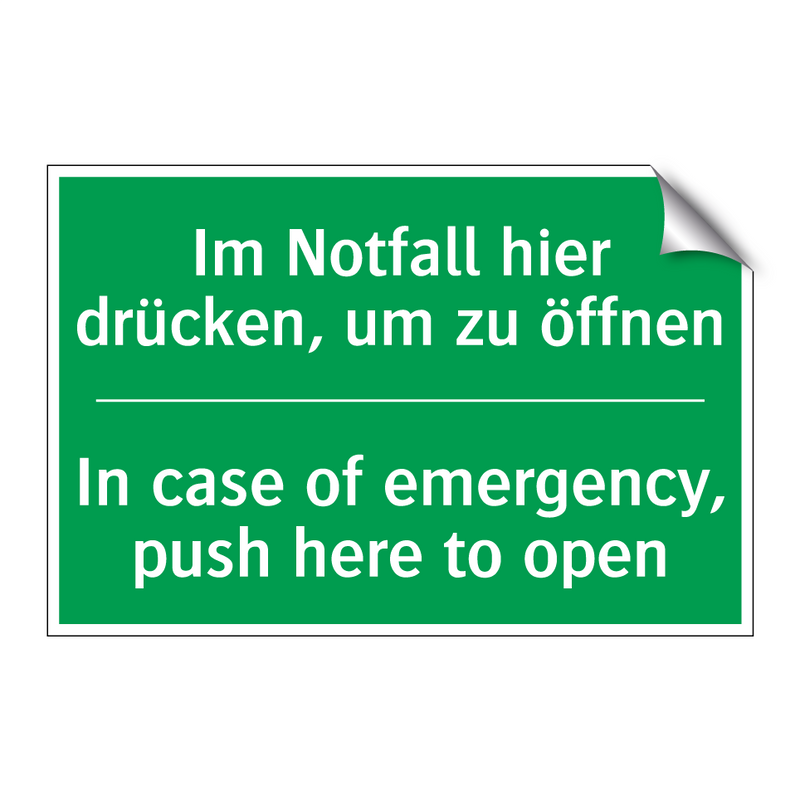 Im Notfall hier drücken, um zu /.../ - In case of emergency, push here /.../