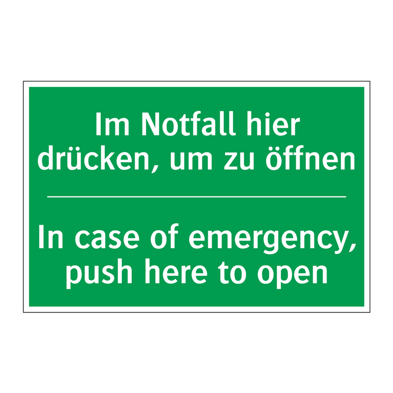 Im Notfall hier drücken, um zu /.../ - In case of emergency, push here /.../