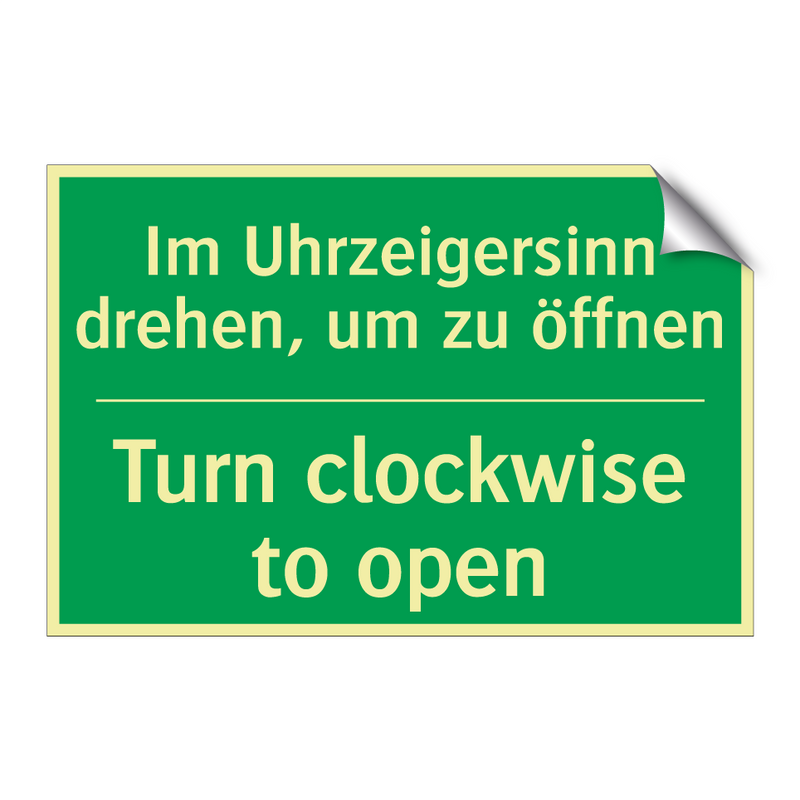 Im Uhrzeigersinn drehen, um zu /.../ - Turn clockwise to open